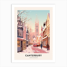 Vintage Winter Travel Poster Canterbury United Kingdom 2 Art Print