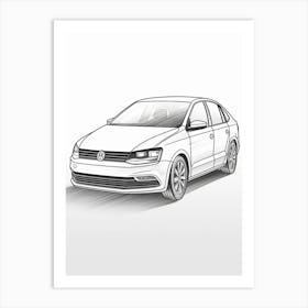 Volkswagen Golf Line Drawing 25 Art Print