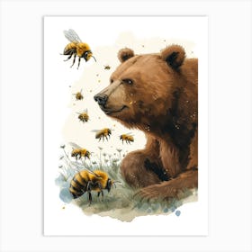 Colletidae Bee Storybook Illustration 5 Art Print