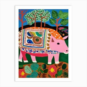 Maximalist Animal Painting Pig 2 Art Print