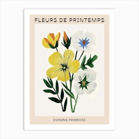 Spring Floral French Poster  Evening Primrose 2 Art Print