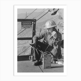 Untitled Photo, Possibly Related To Workman Keeps In Touch With Various Construction Points By Telephone At Art Print