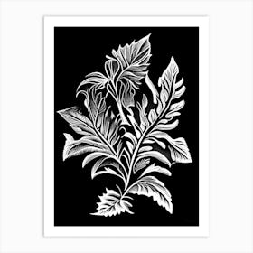 Skullcap Leaf Linocut Art Print
