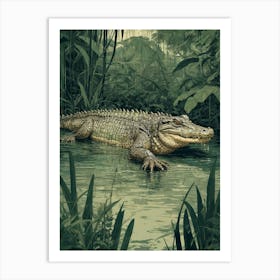 Alligator In The Jungle Art Print