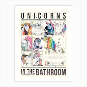 Unicorns In The Bathroom kids art print