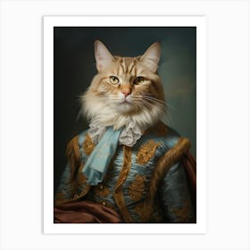 Royal Cat Portrait Rococo Style 5 Art Print