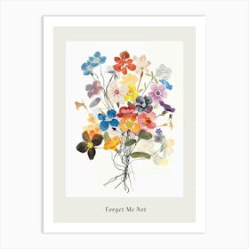 Forget Me Not 5 Collage Flower Bouquet Poster Art Print