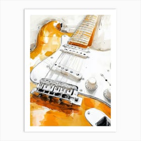 Yellow Electric Guitar Art Print