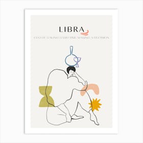 Libra Zodiac Sign One Line Art Print