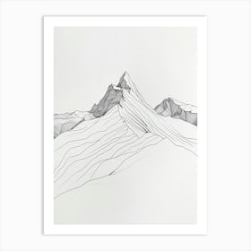 Huascaran Peru Line Drawing 1 Art Print