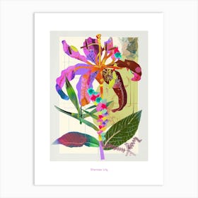 Gloriosa Lily 4 Neon Flower Collage Poster Art Print