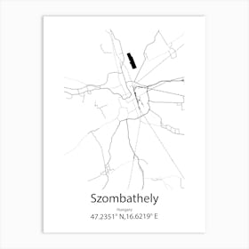 Szombathely,Hungary Minimalist Map Art Print