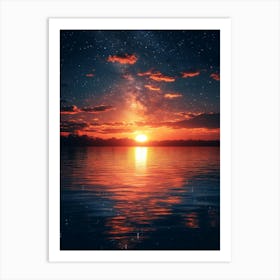 Starry Sky Over Water 10 Art Print