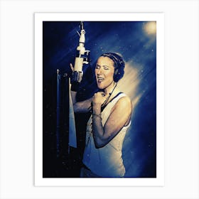 Superstars Celine Dion In Recording Studio Art Print