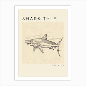 Zebra Shark Vintage Illustration 1 Poster Art Print