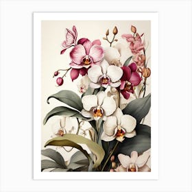 Orchids Flower Illustration Art Print 0 Art Print