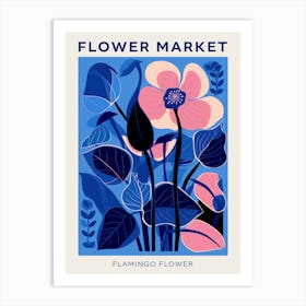 Blue Flower Market Poster Flamingo Flower Market Poster 2 Art Print