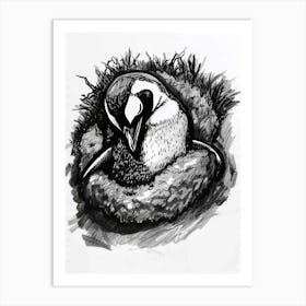 Emperor Penguin Sleeping In A Cozy Pile 2 Art Print