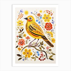 Scandinavian Bird Illustration Yellowhammer 2 Art Print