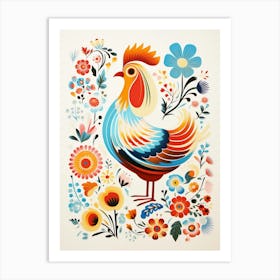 Scandinavian Bird Illustration Chicken 1 Art Print