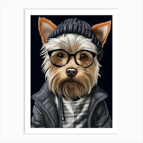 Yorkshire Terrier Dog Wearing Glasses Art Print