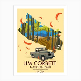 Jim Corbett National Park Travel poster Art Print