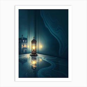 Night Scene With A Lamp - Abstraction Art Print