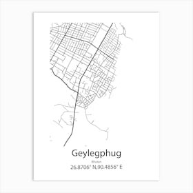 Geylegphug,Bhutan Minimalist Map Art Print