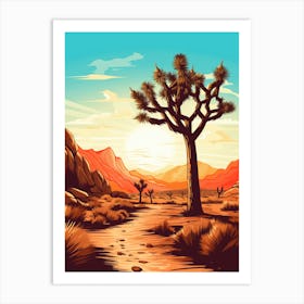 Typical Joshua Tree In Retro Illustration (3) Art Print