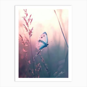 Butterfly In The Grass.Generated AI. Wall Art Print Art Print