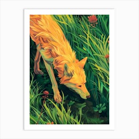 Fox In The Grass 4 Art Print