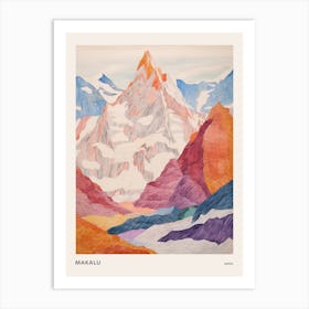 Makalu Nepal 1 Colourful Mountain Illustration Poster Art Print