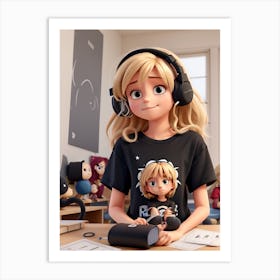3d Animation Style Tired Innocent Looking Blond Teenager With 0 Art Print