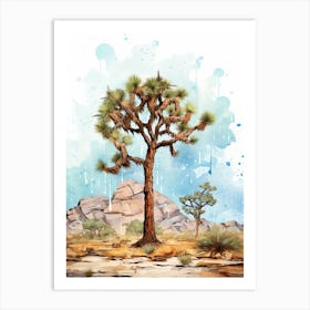 Joshua Tree In The Rain In Nat Viga Style (3) Art Print