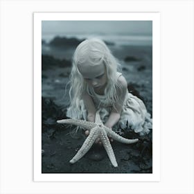 Starfish with a girl Art Print