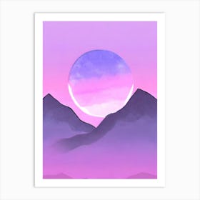 Moon And Mountains Art Print