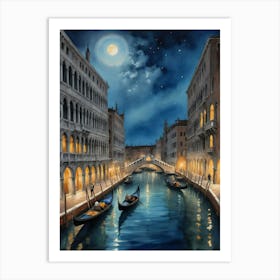 Night In Venice Venice's Timeless Beauty, Captured Art Print