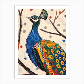 Peacock On The Branches Painting 1 Art Print