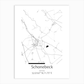 Schonebeck,Germany Minimalist Map Art Print