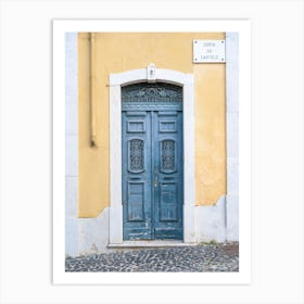 The blue door nr. 2 - vintage street and travel photography in Alfama, Lisbon, Portugal by Christa Stroo Art Print