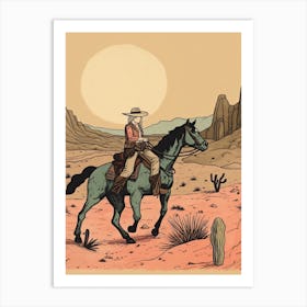 Cowgirl Riding A Horse In The Desert 3 Art Print