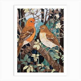 Art Nouveau Birds Poster Hermit Thrush 4 Art Print