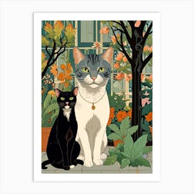 Two Cats In The Garden 1 Art Print