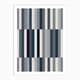 Grey And Blue Stripes Art Print