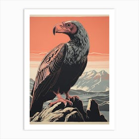 Vintage Bird Linocut California Condor 3 Art Print