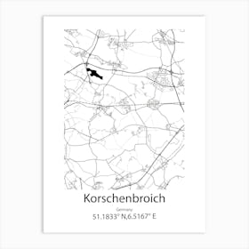 Korschenbroich,Germany Minimalist Map Art Print