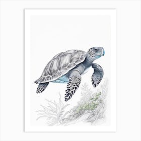 Leatherback Sea Turtle (Dermochelys Coriacea), Sea Turtle Quentin Blake Illustration 1 Art Print