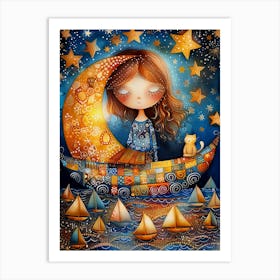 Little Girl In A Boat Art Print