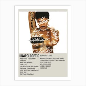 Unapologetic By Rihanna 2012 Poster Art Print