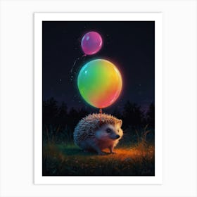 Hedgehog With Balloons 1 Art Print